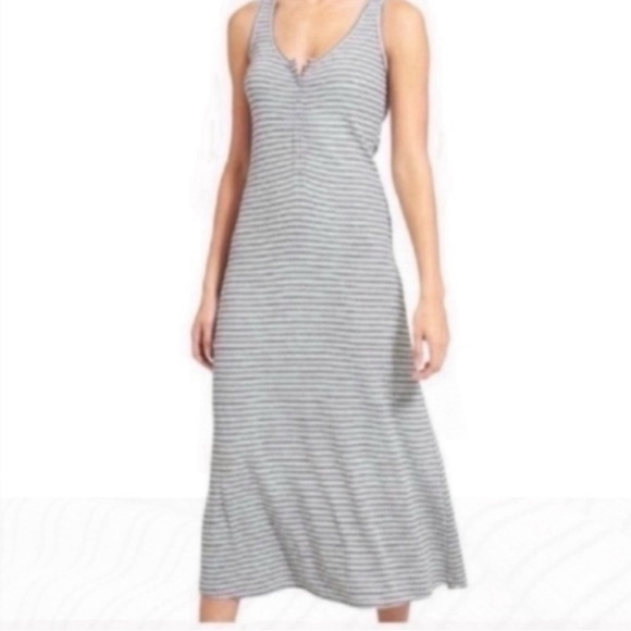 Athleta Hermosa Henley Midi Dress Striped - Picture 2 of 9